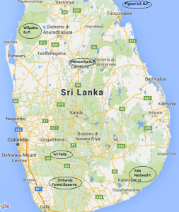 Mappa National Park e Reserve Sri Lanka