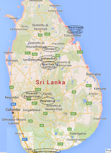 Mappa attrazioni Sri Lanka