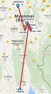 Seconda mappa viaggio in Myanmar