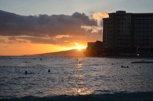 Sunset in Waikiki Beach (Oahu Hawaii)