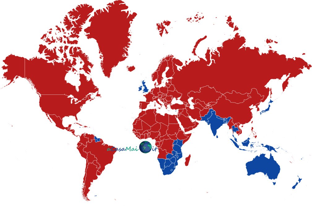 Mappa dei paesi con guida a sinistra